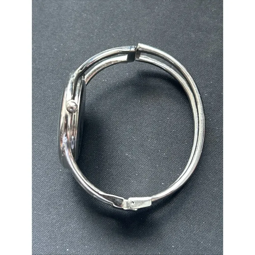 Smiley Face Silver Tone Women’s Cuff Watch
